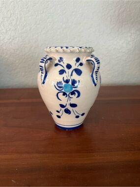 Vintage Spanish Hand-Painted Style Ceramic Vase/Jar